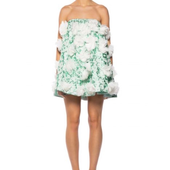 DRAMATIC FLORAL PUFF DETAIL STRAPLESS MINI DRESS - SIZE M - Picture 2 of 7